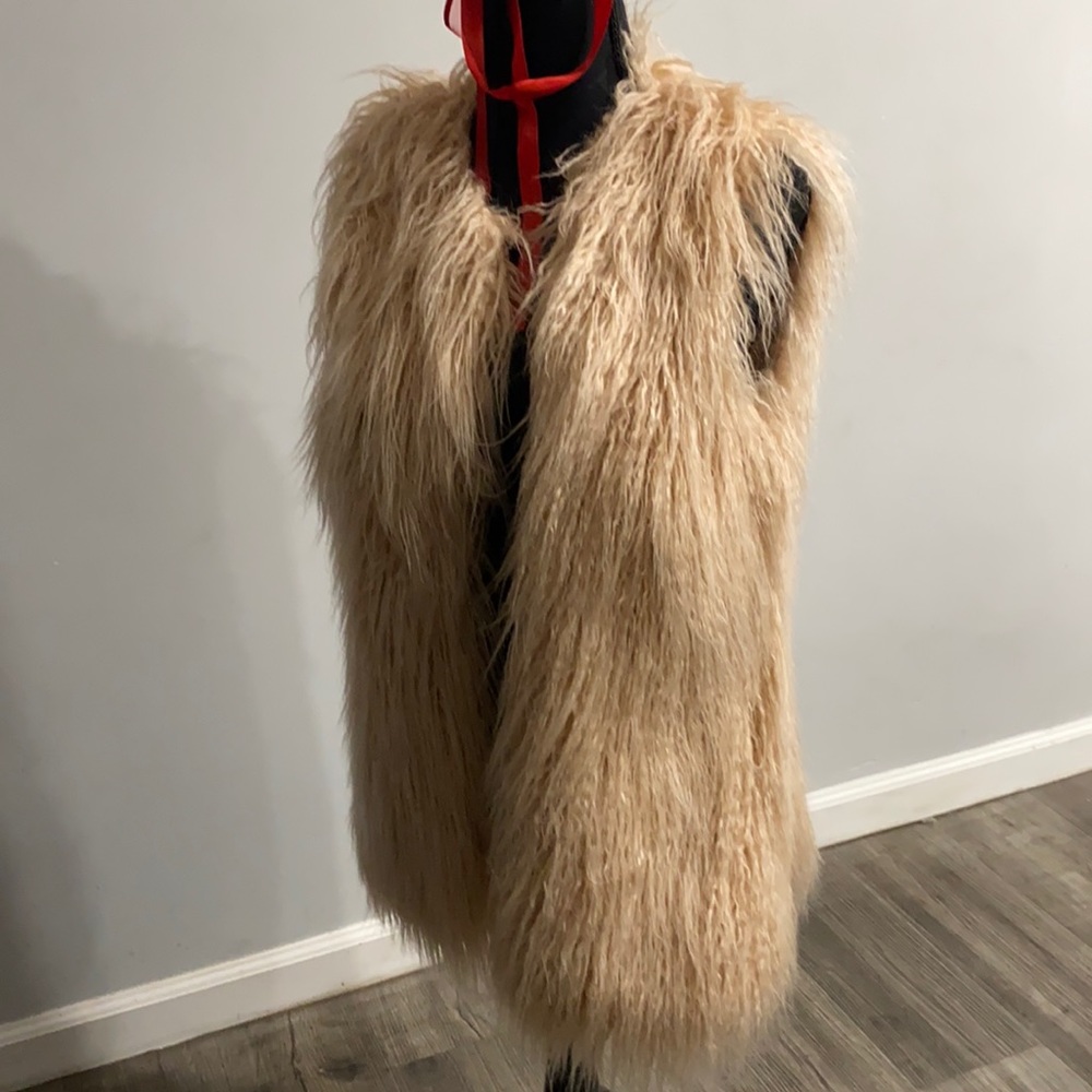 Faux pink fur coat